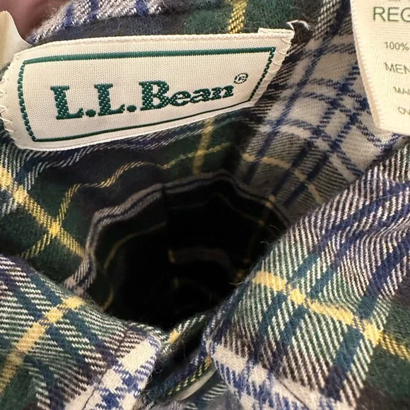 L.L. Bean Green and Blue Casual Button Down Shirt - Picture 5 of 5